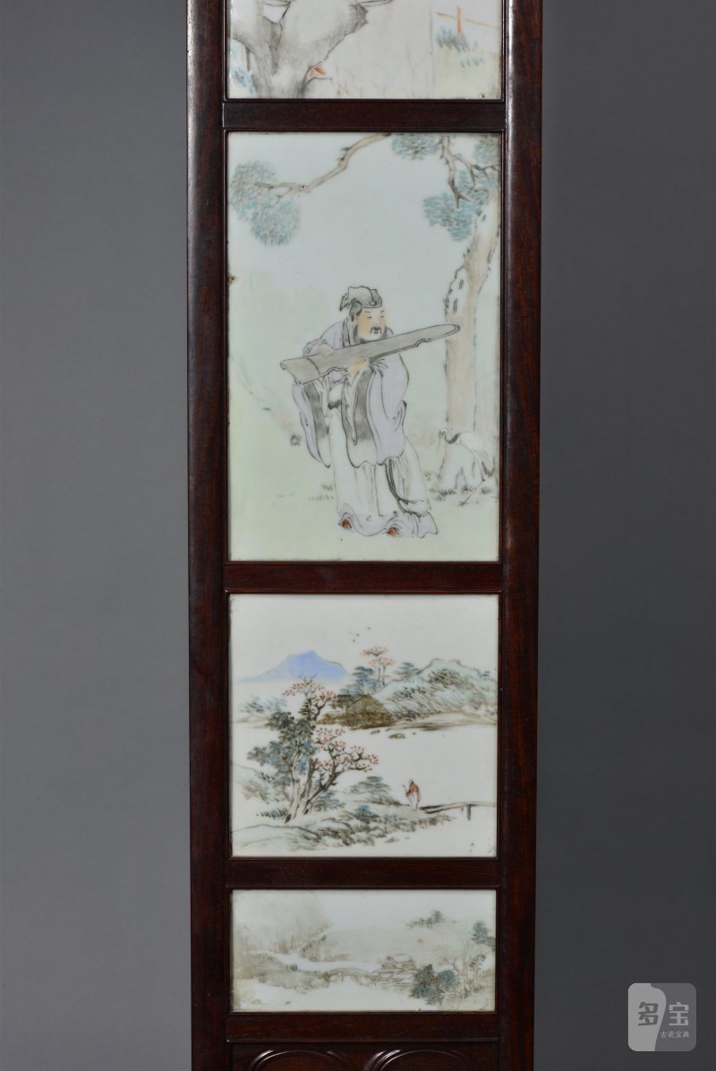 清光绪 任焕章浅绛彩山水人物花鸟八条屏 - 图20
